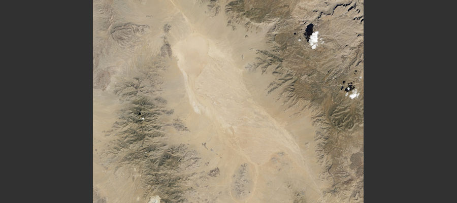 Aerial view of Hualapai Valley featuring Red (dry) Lake